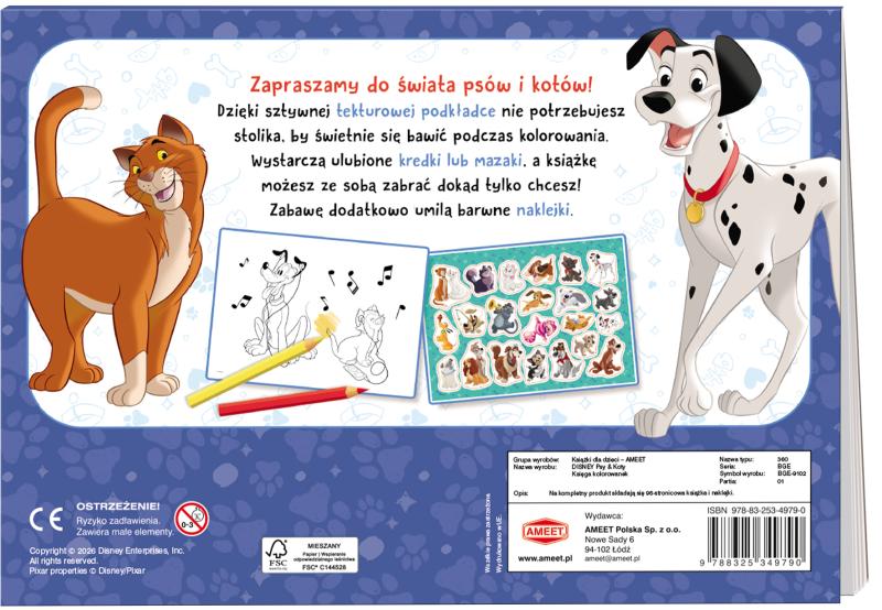 KSIĄŻECZKA DISNEY PSY & KOTY KSIĘGA KOLOROWANEK