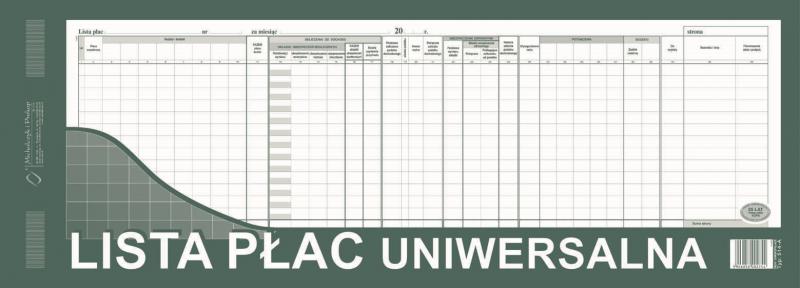 DRUK M LISTA PŁAC UNIWERSAL./15 SZT
