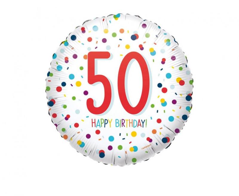 BALON FOLIOWY 18CALI CONFETTI BDAY 50