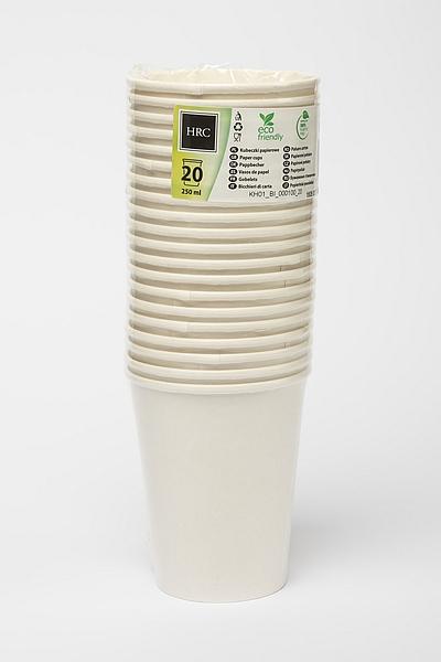 KUBECZEK PAPIEROWY POLMAK A/20 BIAŁE 250ML