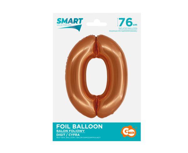 BALON FOLIOWY SMART CYFRA 0 MIEDZIANA 76CM