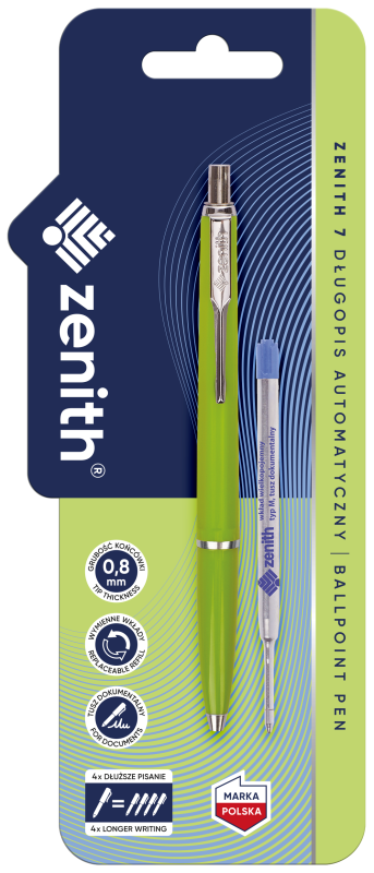 DŁUGOPIS AUTOMATYCZNY ZENITH 7, FLUO + WKŁ.BLISTER