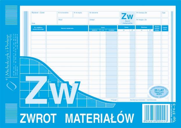 DRUK M ZWROT MATERIAŁU A5