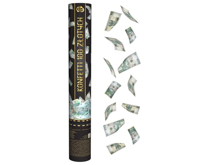 KONFETTI PNEUMATYCZNE PAPIEROWE 100 ZŁOTYCH 40CM