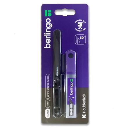 ZESTAW BERLINGO NÓŻ PAPIERNICZY DOUBLE CZARNY 9MM STAL SK2