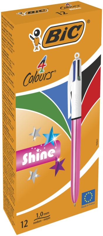DŁUGOPIS BIC 4-KOL COLOURS SHINE RÓŻ A12