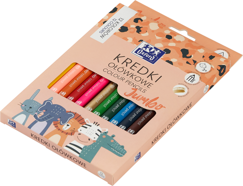 KREDKI 12 OŁÓWKOWE OXFORD KIDS JUMBO