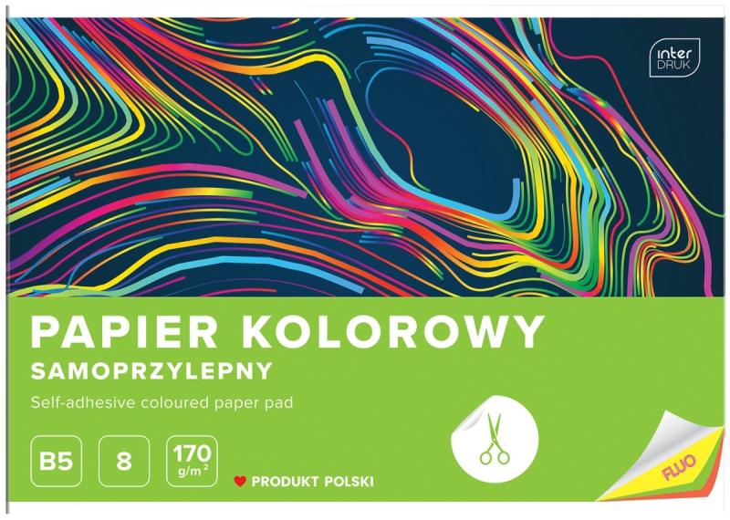 ZESZYT PAPIERÓW KOLOROWYCH B5 INTER SAMOPRZYLEPNY FLUO