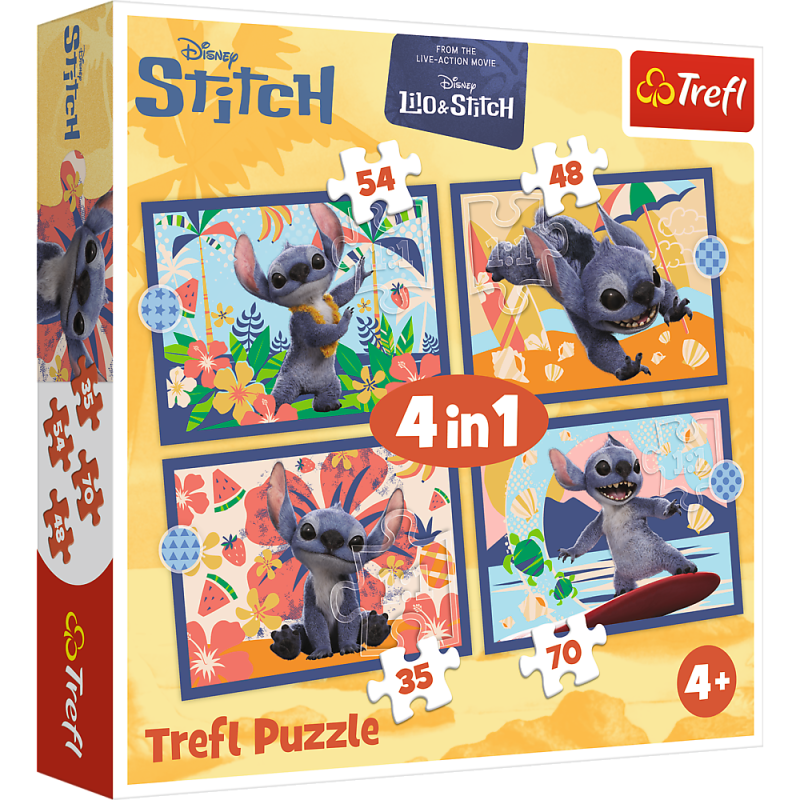 PUZZLE 4W1 TREFL WAKACJE NA HAWAJACH STITCH