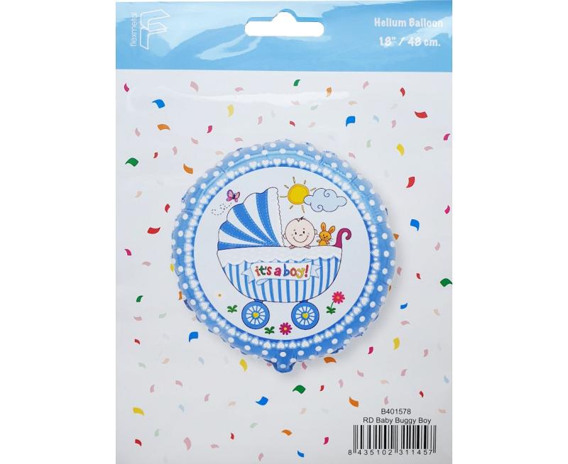 BALON FOLIOWY 18 CALI FX WÓZEK DLA CHŁOPCA NIEBIESKI