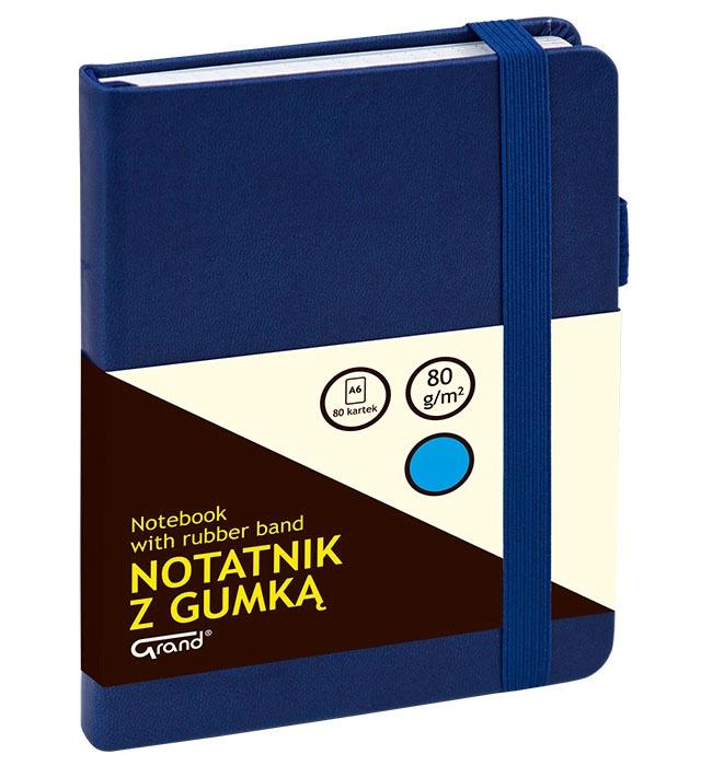 NOTATNIK GRAND Z GUMKĄ GRANATOWY A6/80 #
