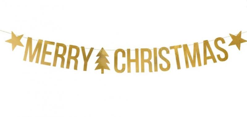 BANER MERRY CHRISTMAS ZŁOTY 10,5X150CM