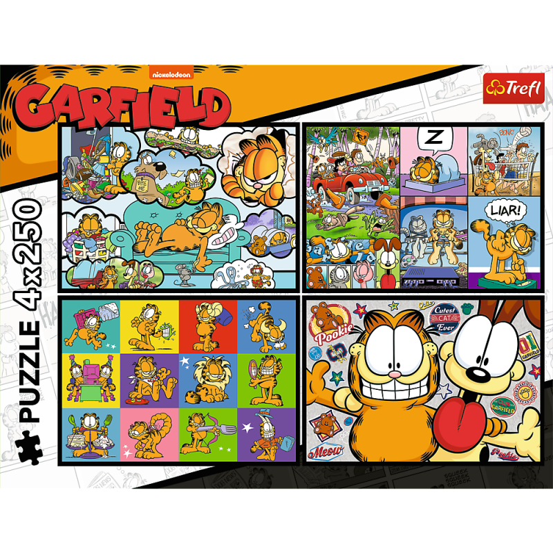PUZZLE 4X250 TREFL GARFIELD NIE LUBI PONIEDZIAŁKÓW