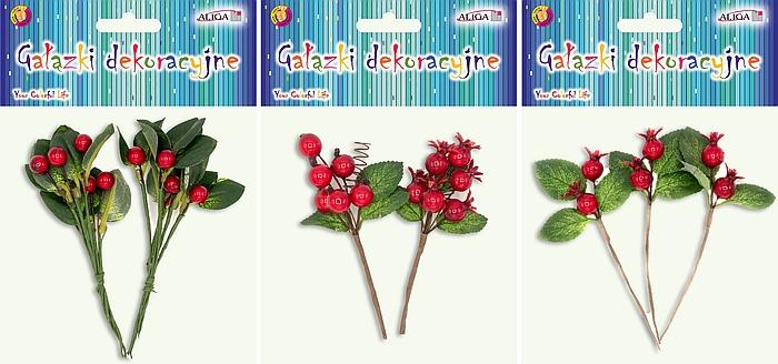 GAŁĄZKI DEKORACYJNE DPG-2847 ZAW. 3 WZORY 2SZT DŁ.11CM+3SZT.DŁ #ŚWIĘTA