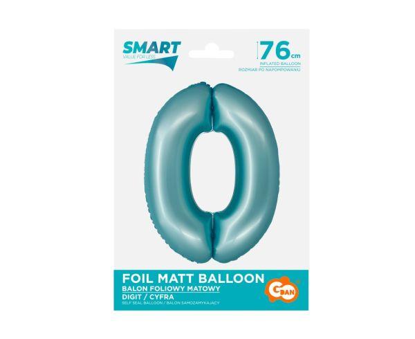 BALON FOLIOWY SMART CYFRA 0 JASNONIEBIESKA MAT 76CM