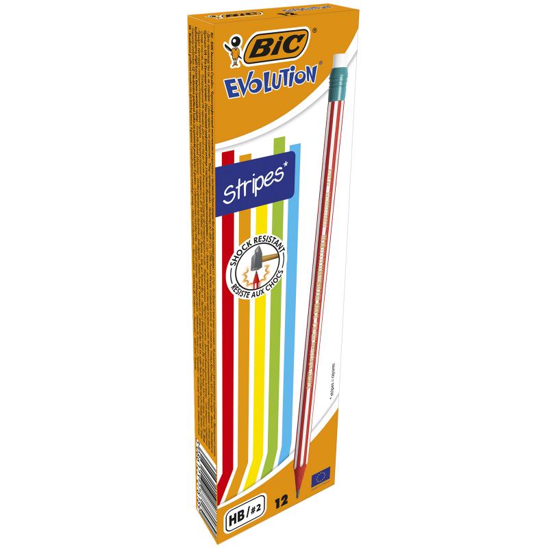 OŁÓWEK BIC EVOLUTION STRIPES 646 Z GUMKĄ HB