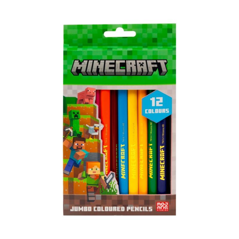 KREDKI OŁÓWKOWE 12 ASTRA TRÓJKĄTNE JUMBO MINECRAFT