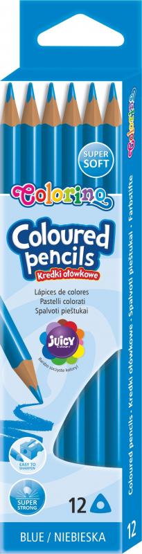 KREDKI OŁÓWKOWE 12 COLORINO TRÓJKĄTNE NIEBIESKIE