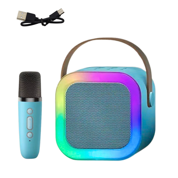 ZESTAW KARAOKE GŁOŚNIK MIKROFON BEZPRZEWODOWY K12 RGB BLUETOOTH NIEBIESKI