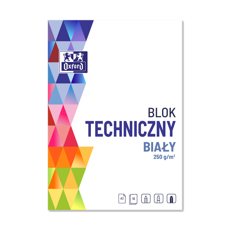 BLOK TECHNICZNY A3/10 BIAŁY OXFORD 250G