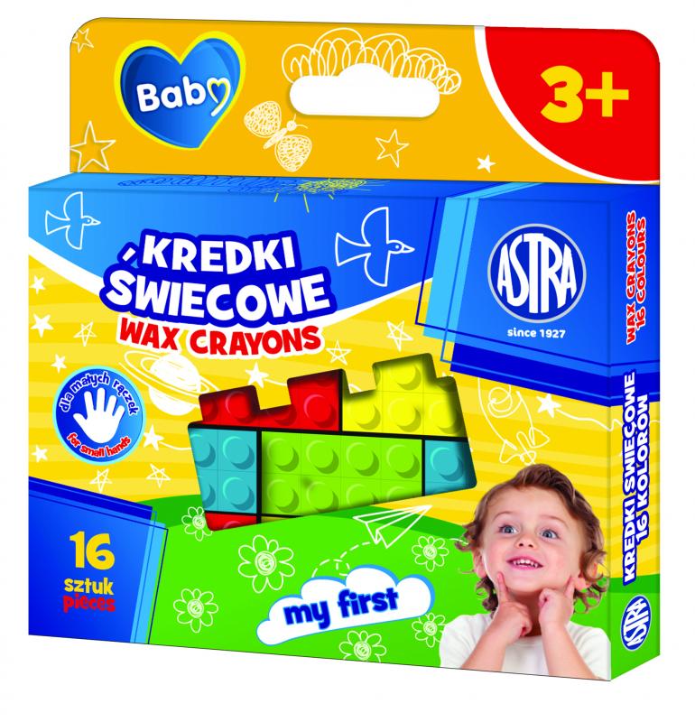 KREDKI ŚWIECOWE 16 ASTRA W KSZTAŁCIE KLOCKÓW BABY