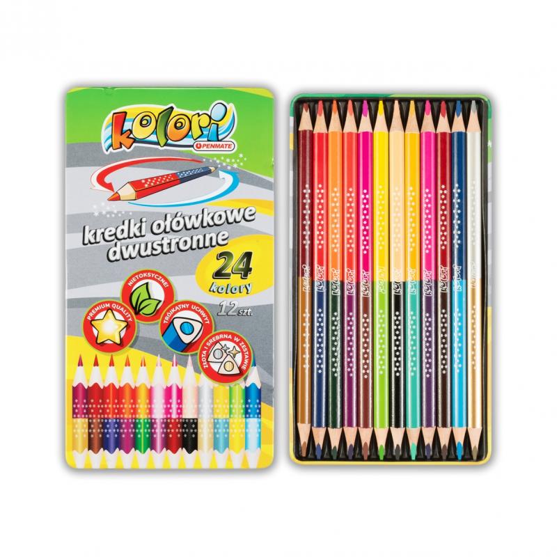 KREDKI OŁÓWKOWE 12/24 TRÓJKĄTNE PENMATE KOLORI PREMIUM