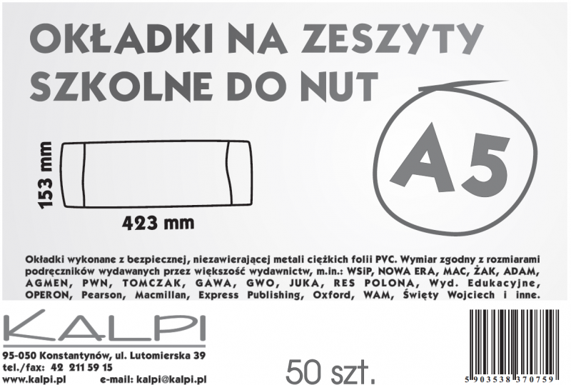 OKŁADKA NUTY A5 KALPI A/50