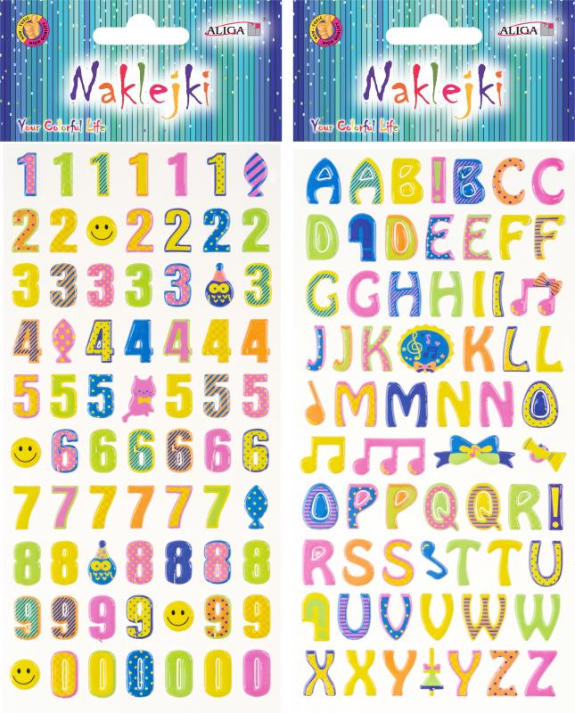 NAKLEJKI NK-4719 LITERKI I CYFERKI 10X19,5CM