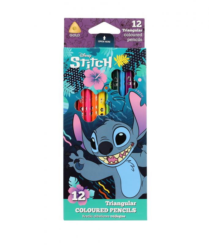 KREDKI OŁÓWKOWE 12 TRÓJKĄTNE - STITCH DISNEY CORE