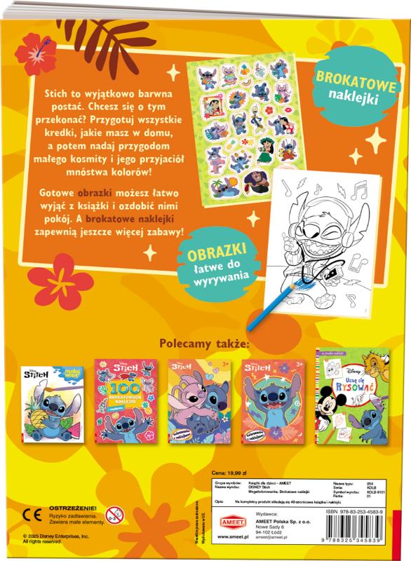 KSIĄŻECZKA DISNEY STICH. MEGAKOLOROWANKA. BROKATOWE NAKLEJKI