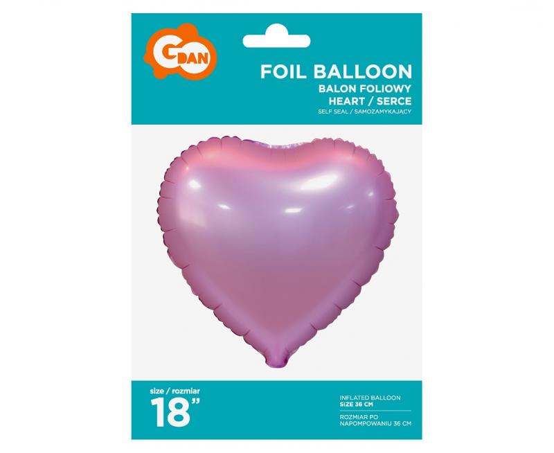 BALON FOLIOWY SERCE MAT RÓŻ 18