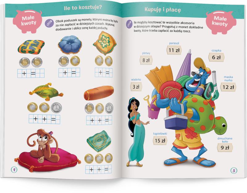 KSIĄŻECZKA DISNEY UCZY KSIĘŻNICZKA. MONETY I BANKNOTY