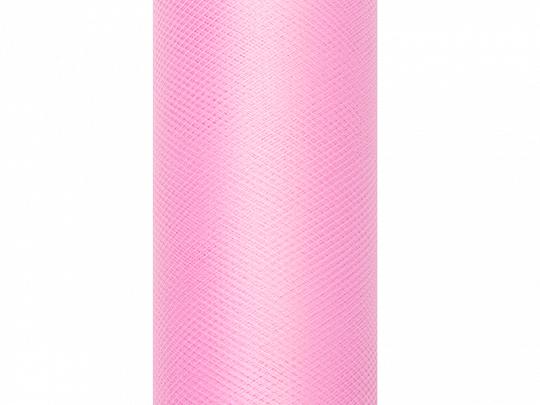 TIUL GŁADKI J.RÓŻ 0,3X9M SZPULKA