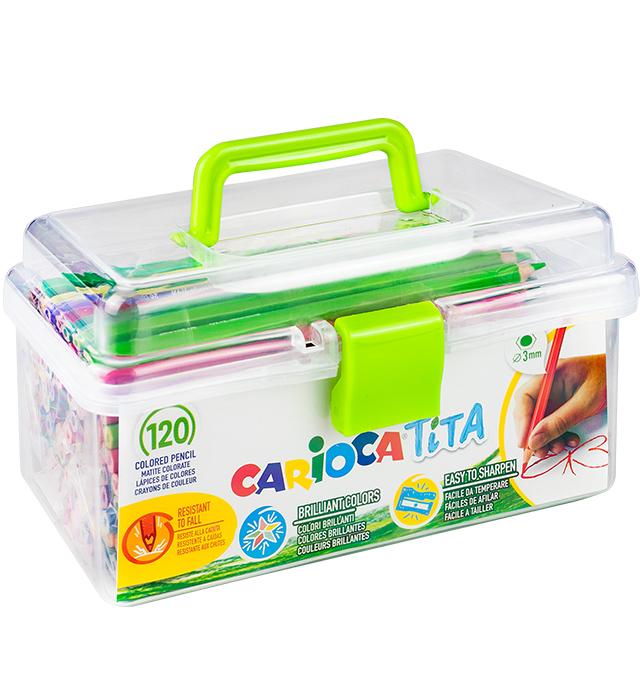KREDKI OŁÓWKOWE CARIOCA TITA ZESTAW SZKOLNY 120 SZT KUFEREK (42800)