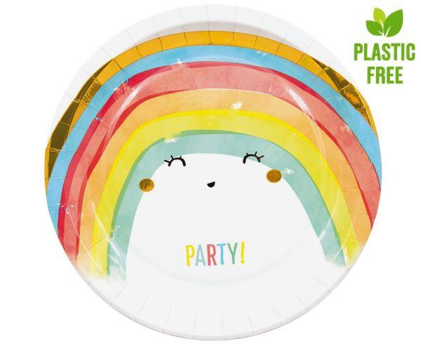 TALERZYKI PAPIEROWE RAINBOW PARTY 23CM A8