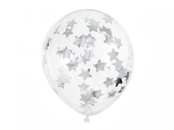 BALONY Z KONFETTI GWIAZDKI 30CM SREDRNE A'6