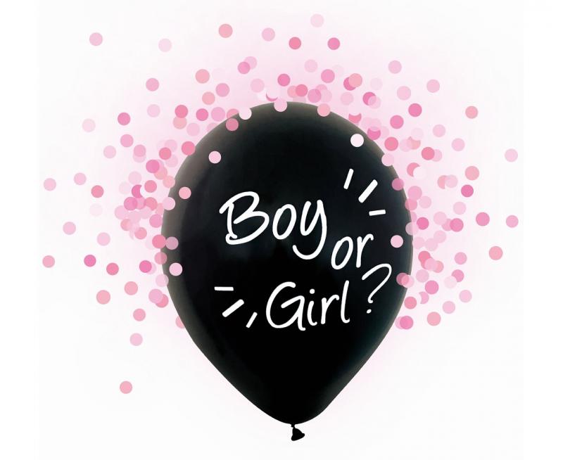 BALON HELIUM FORMULA,BOY OR GIRL RÓŻOWE KONFETTI 12 A4