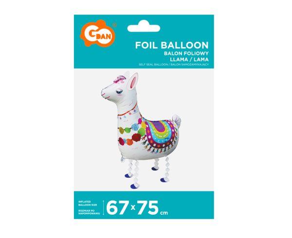 BALON FOLIOWY LAMA 67X75CM BIAŁA CHODZĄCA