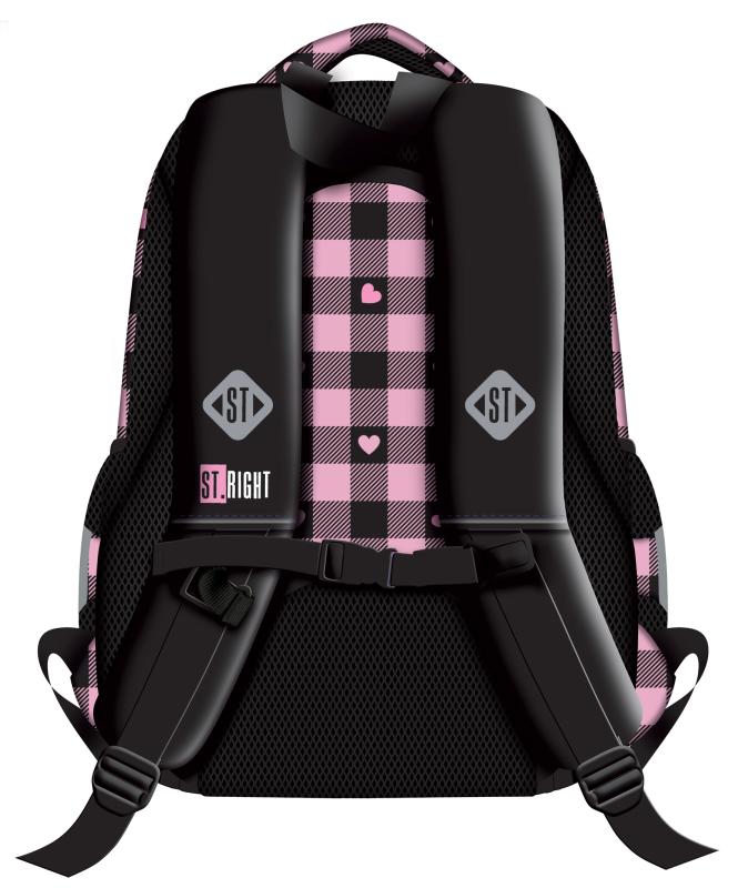 PLECAK 3-KOMOROWY PINK CHECKERED STRIGHT BP-26
