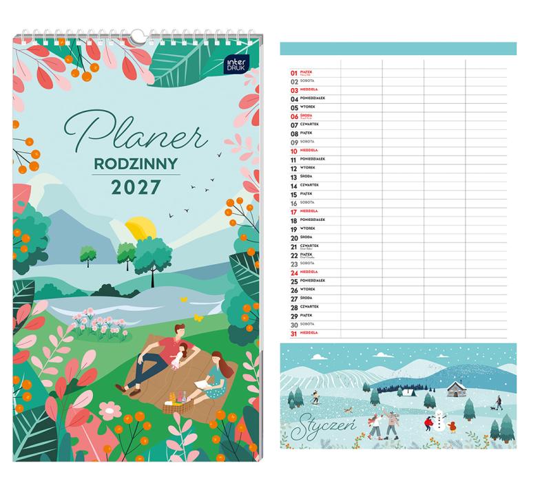 KALENDARZ ŚCIENNY PLANNER RODZINNY 25X43 RAZEM 2027
