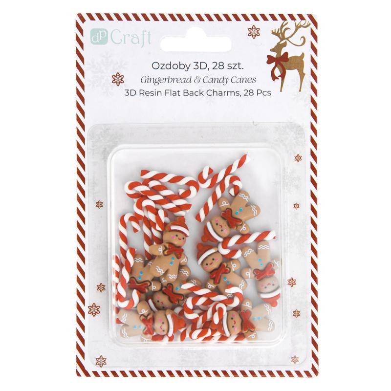 OZDOBY 3D 28SZT GINGERBREAD & CANDY CANES #ŚWIĘTA