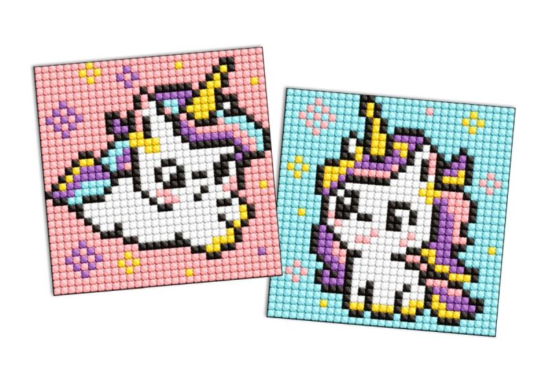 ZESTAW DO MOZAIKI DIAMENTOWEJ KIDS Z MAGNETYCZNĄ PODSTAWĄ DWA JEDNOROŻCE 9X9CM