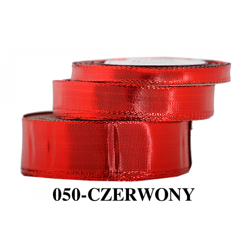 WSTĄŻKA METALIZOWANA 25MM/22M CZERWONA