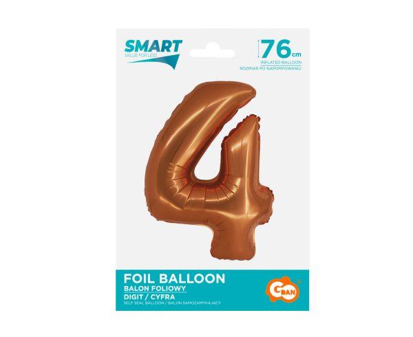 BALON FOLIOWY SMART CYFRA 4 MIEDZIANA 76CM