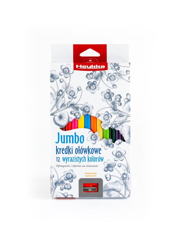 KREDKI OŁÓWKOWE 12K TRÓJKĄTNE JUMBO Z TEMPERÓWKĄHEYKKA