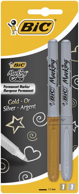 MARKER BIC GOLD SILVER BL2