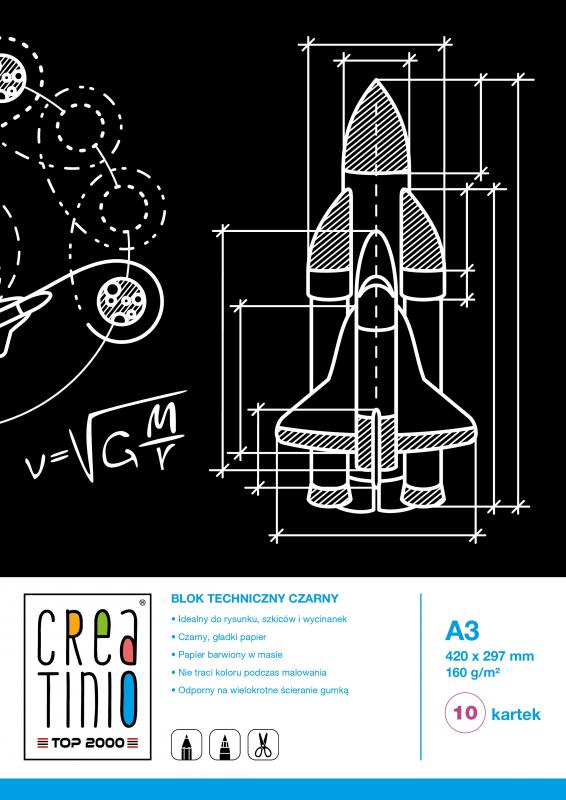 BLOK TECHNICZNY A3/10 CZARNY TOP CREATINIO 160G BANER