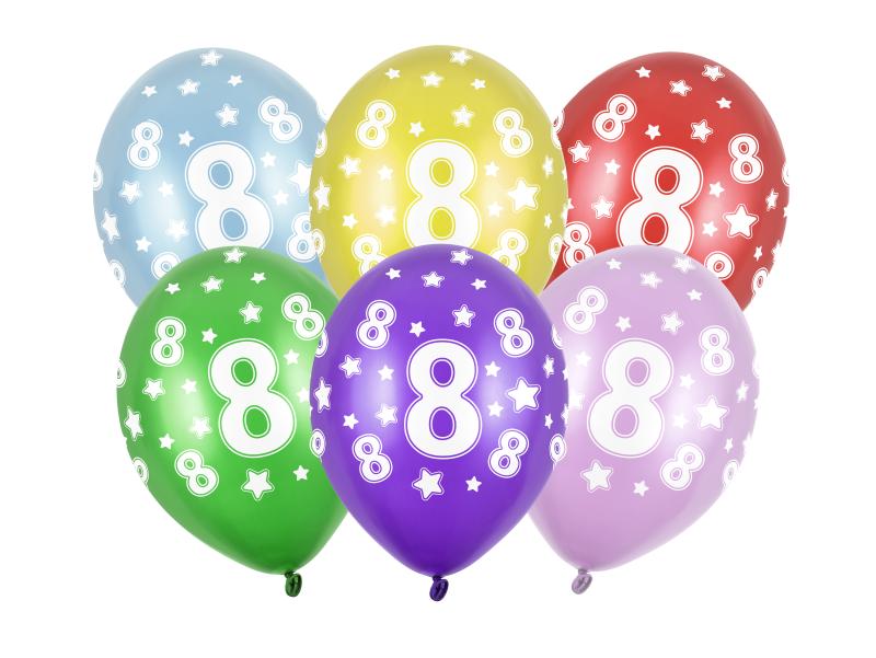 BALONY 8TH BIRTHDAY METALLIC MIX 30CM