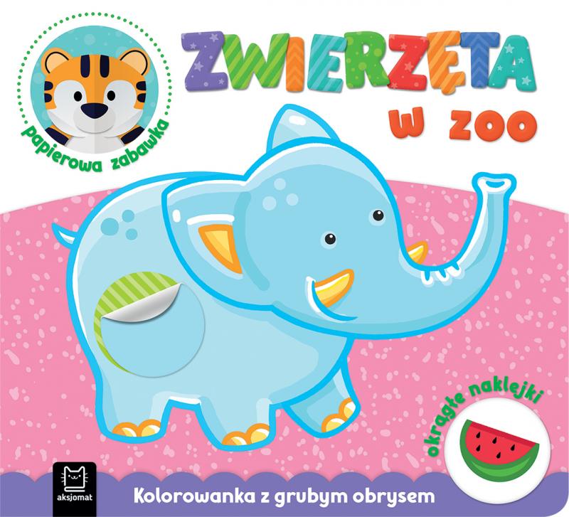 KSIĄŻECZKA ZWIERZĘTA W ZOO.KOLOROWANKA Z GRUBYM OBRYSEM.OKRĄGŁE NAKL..PAP.ZABAWKA