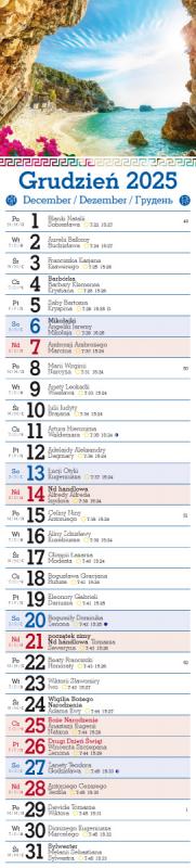 KALENDARZ PASKOWY WĄSKI V.5 GRECKIE WAKACJE